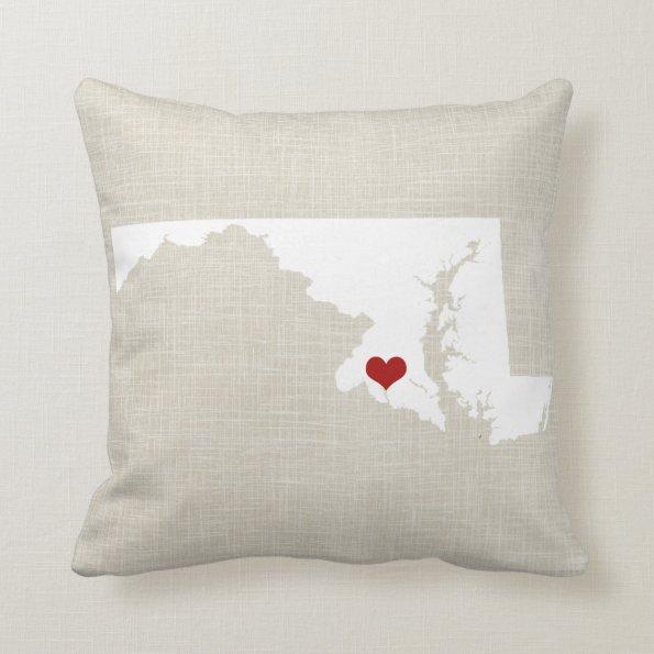 Maryland New Home State Throw Pillow 16" x 16"