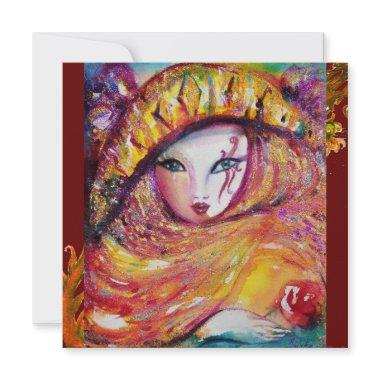 MASK IN YELLOW MARDI GRAS PARTY Vibrant Gold Red