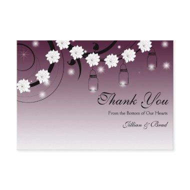 Mason Jar and Fireflies Thank You Invitations - Plum