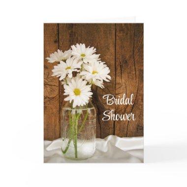 Mason Jar and White Daisies Barn Bridal Shower Invitations