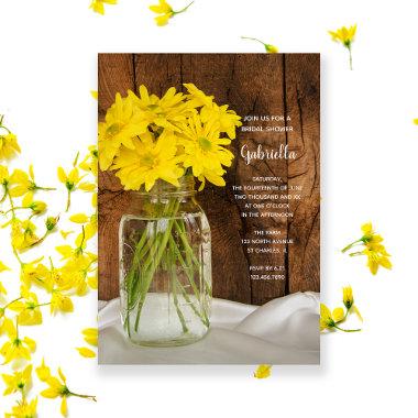 Mason Jar and Yellow Daisies Country Bridal Shower Invitations
