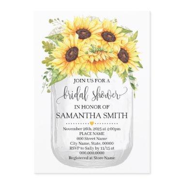 Mason jar bridal shower sunflowers country chic Invitations