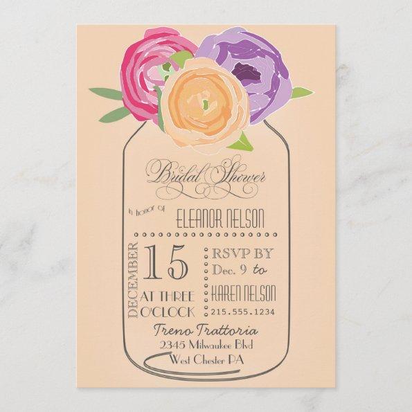 Mason Jar Chalkboard Bridal Shower Invitations