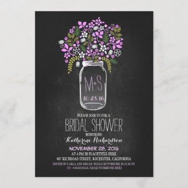 mason jar chalkboard bridal shower Invitations