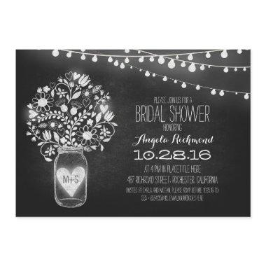 mason jar chalkboard & lights bridal shower Invitations