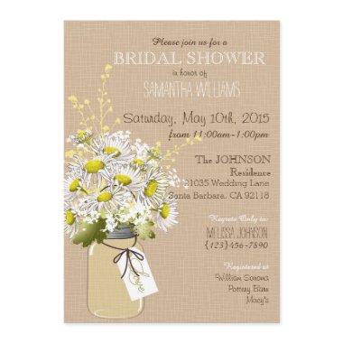 Mason Jar Daisies Rustic Bridal Shower Invitations