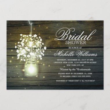 Mason Jar floral rustic bridal shower Invitations