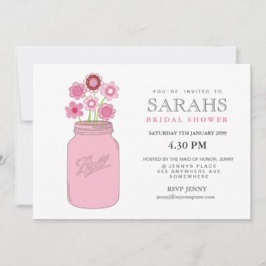 Mason Jar Flowers Bridal Shower Party Invite