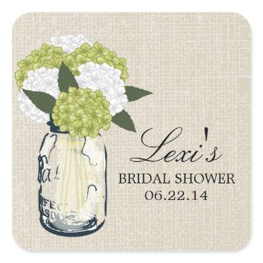 Mason Jar Hydrangea  Square Sticker