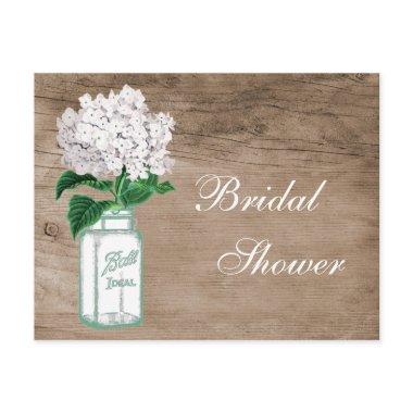 Mason Jar & Hydrangea Rustic Wood