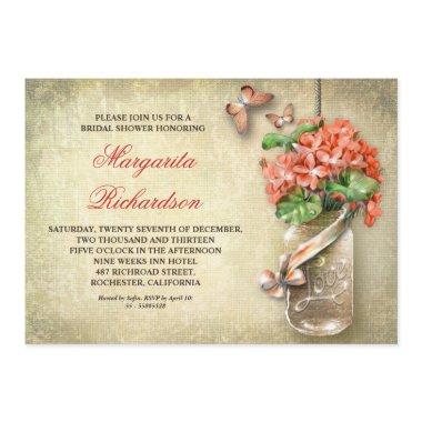 mason jar rustic bridal shower invitations