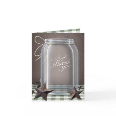 Mason Jar Rustic Stars Green Thank You