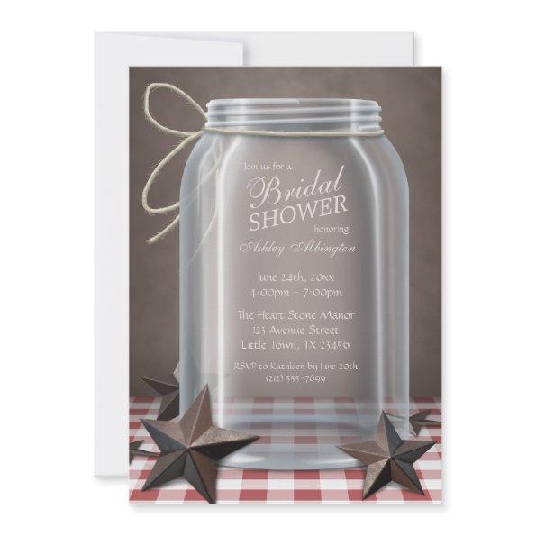 Mason Jar Rustic Stars Red Gingham