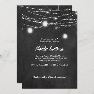 Mason Jar String Lights Bridal Shower Invitations