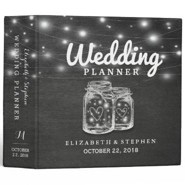 Mason Jar String Lights Chalkboard Wedding Planner 3 Ring Binder
