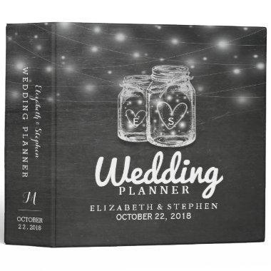 Mason Jar String Lights Chalkboard Wedding Planner 3 Ring Binder