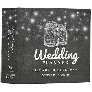 Mason Jar String Lights Chalkboard Wedding Planner 3 Ring Binder