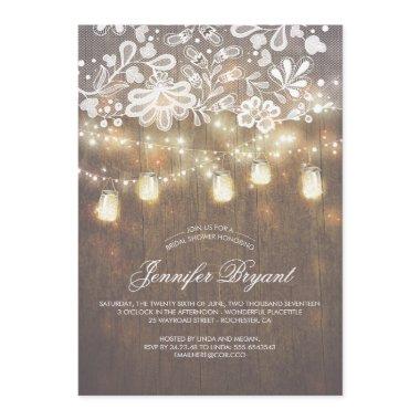 Mason Jar String Lights Lace Wood