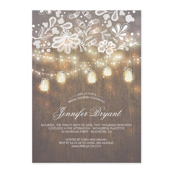 Mason Jar String Lights Lace Wood
