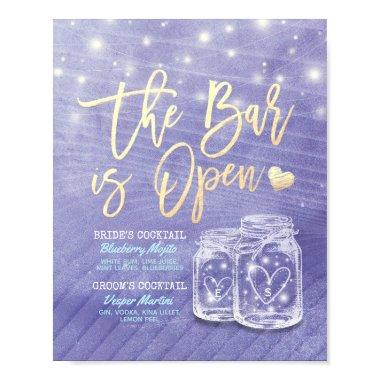 Mason Jar Wedding Bar is Open Drink Menu Poster