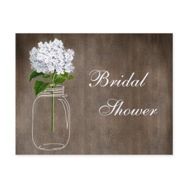 Mason Jar & White Hydrangea Rustic Bridal Shower Invitations