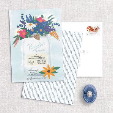 Mason Jar & Wildflowers Bridal Shower Invitations