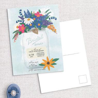 Mason Jar & Wildflowers Bridal Shower Invitation PostInvitations