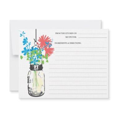 Mason Jar & Wildflowers Recipe Invitations