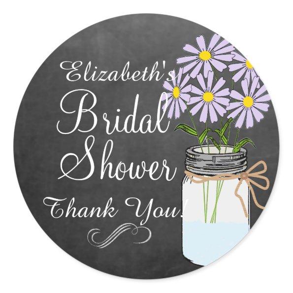 Mason Jar with Lavender Flowers Bridal Shower Classic Round Sticker