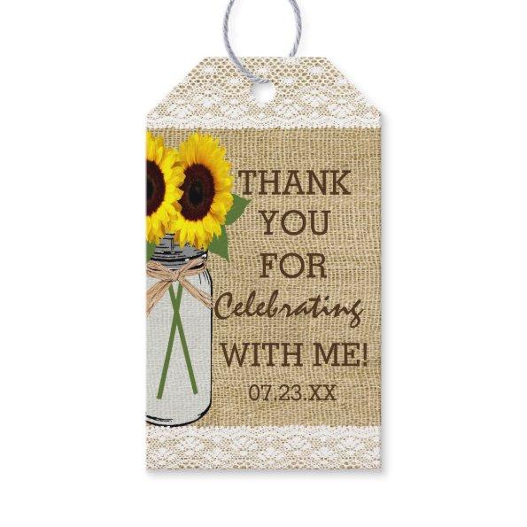 Mason Jar with Sunflowers Bridal Shower Gift Tags