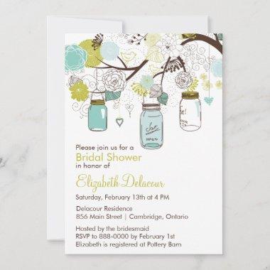 Mason Jars Spring Floral Bridal Shower Invitaiton Invitations