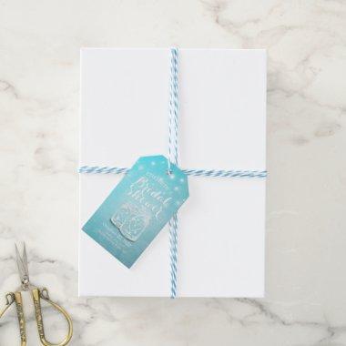 Mason Jars String Lights Blue Flower Bridal Shower Gift Tags