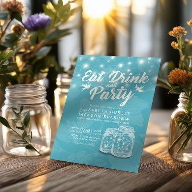 Mason Jars String Lights EAT Drink & Party Wedding
