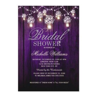 Mason Jars String Lights Elegant bridal shower Invitations