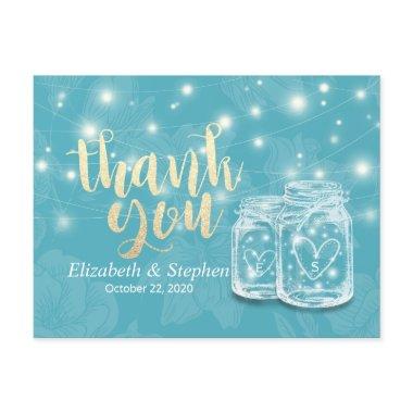Mason Jars String Lights Flowers Wedding Thank You Post