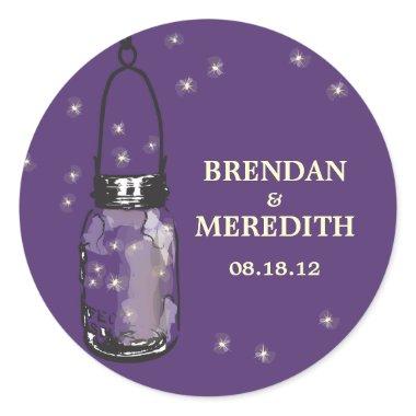 Mason Jars with fireflies Wedding Classic Round Sticker