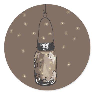 Mason Jars with fireflies Wedding Classic Round Sticker