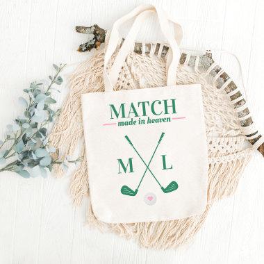 Match Made in Heaven Golf Bachelorette Bride Tote Bag