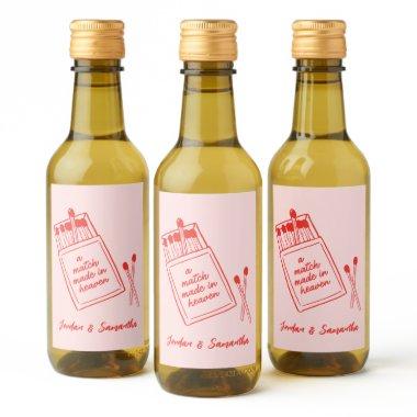 Match Made in Heaven Pink & Red Retro Mini Wine Label