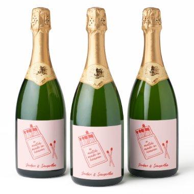 Match Made in Heaven Pink & Red Retro Sparkling Wine Label