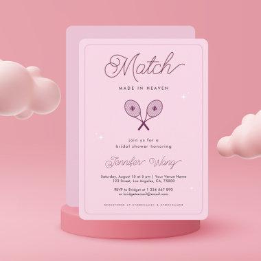 Match Made in Heaven Pink Tennis Bridal Shower Invitations