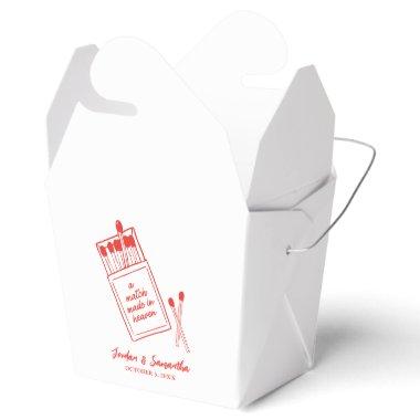 Match Made in Heaven Retro Red Wedding Shower Favor Boxes
