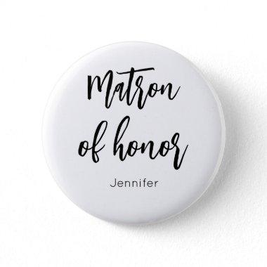 Matron of Honor Black White Wedding Button