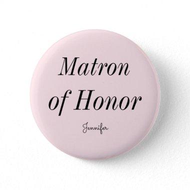 Matron of Honor Blush Pink Wedding Button