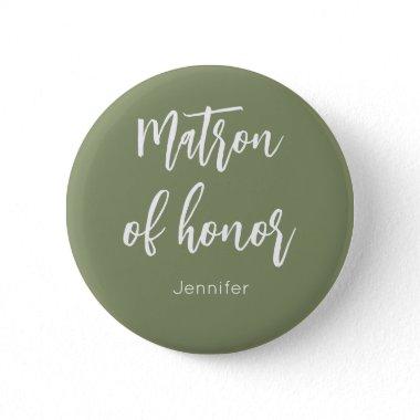 Matron of Honor Sage Green Wedding Button