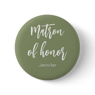 Matron of Honor Sage Green Wedding Button