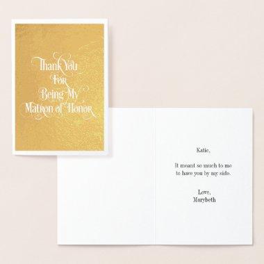Matron Of Honor Thank You Gold Foil