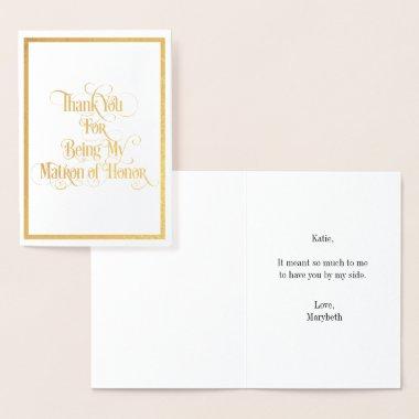 Matron Of Honor Thank You Gold Foil Invitations
