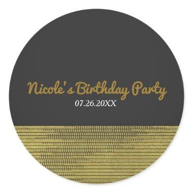 Matte Gold Modern Glam Sequins Chic Elegant Favor Classic Round Sticker