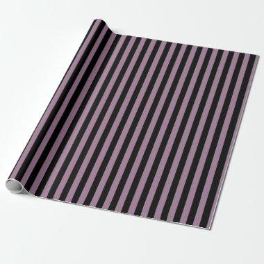 Mauve and Black Vintage Striped Pattern Wrapping Paper